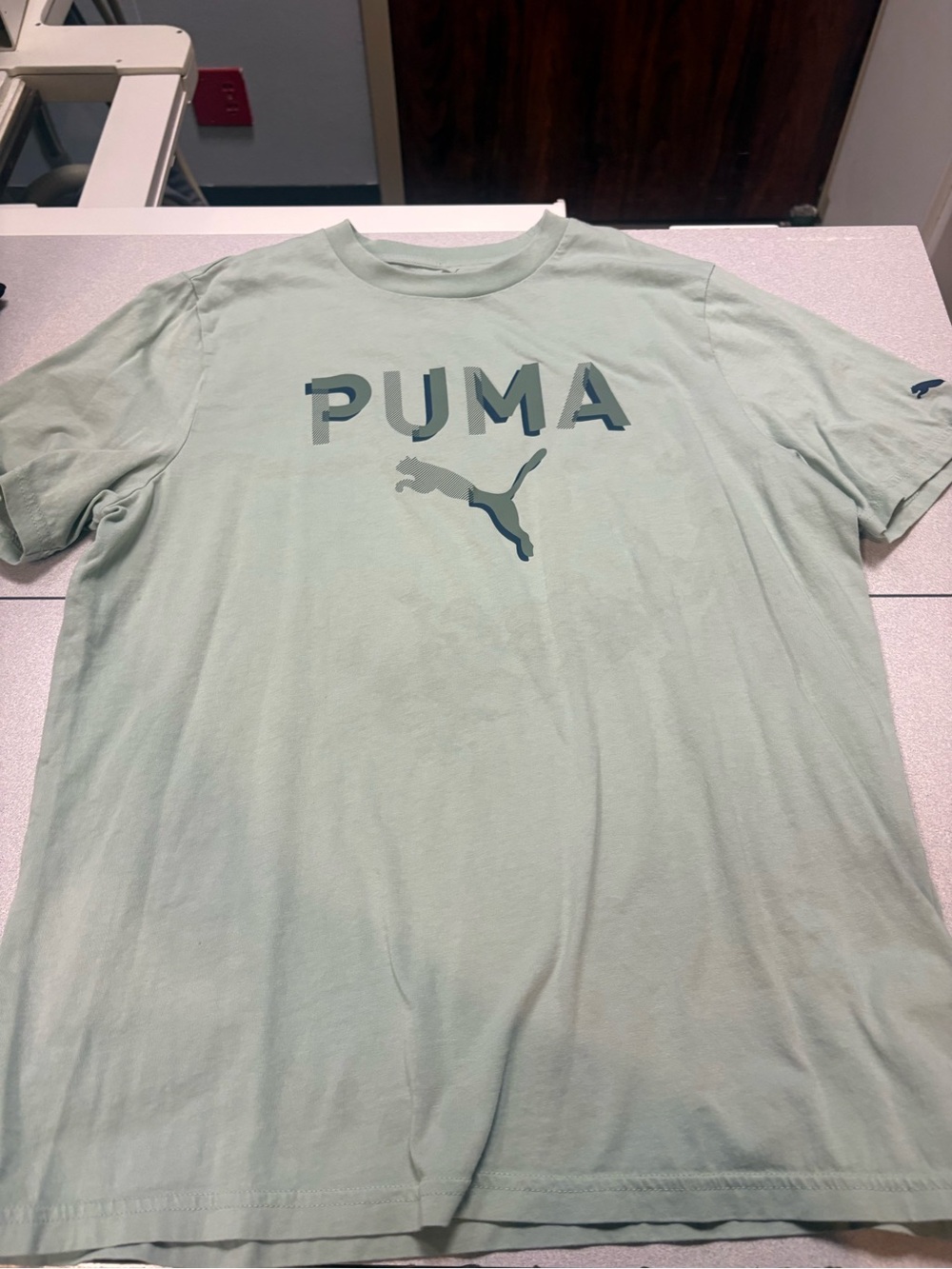 Puma Men's Logo Short Sleeve Tee in Mint Green